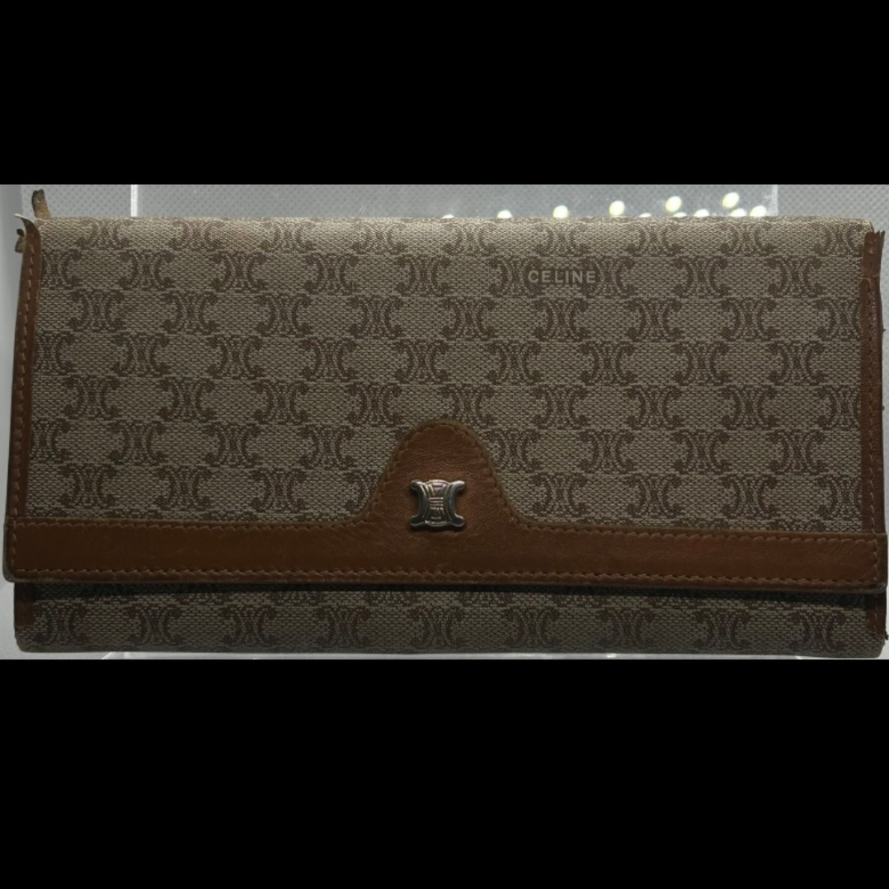 Celine Brown and Tan Monogram Wallet